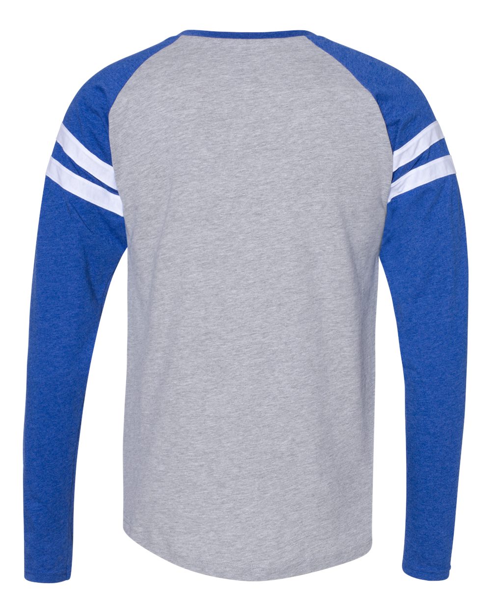 Unisex Fine Jersey Mash Up Long Sleeve Tee - Back - B96538603 - Vintage Heather/ Vintage Royal