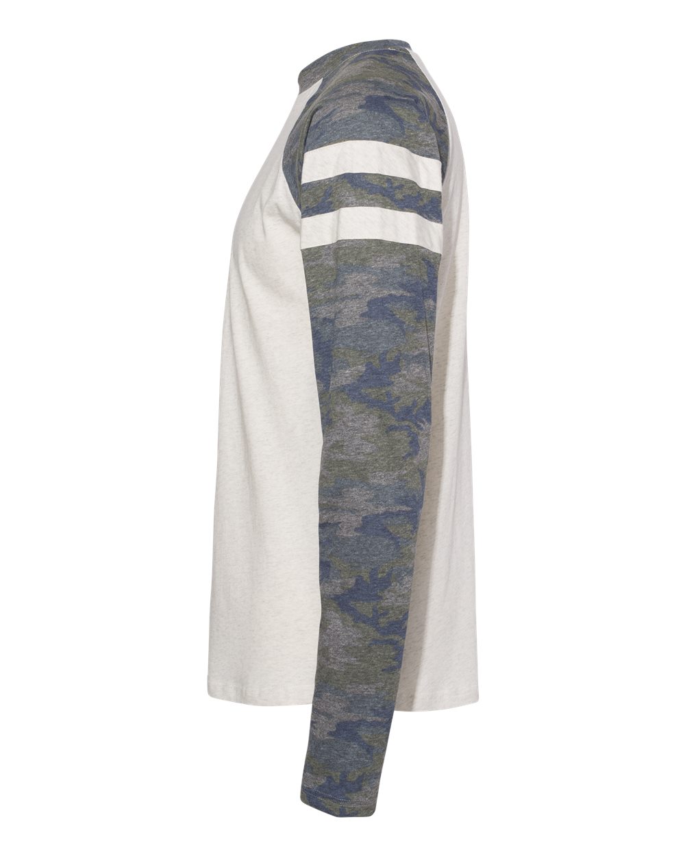 Unisex Fine Jersey Mash Up Long Sleeve Tee - DirectSide - B96538242 - Natural Heather/ Vintage Camo/ Natural Heather