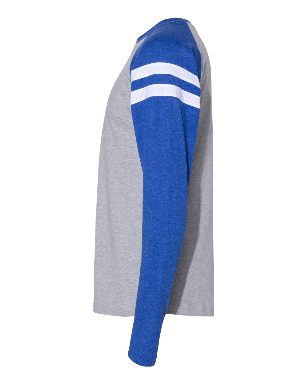 Unisex Fine Jersey Mash Up Long Sleeve Tee - DirectSide - B96538603 - Vintage Heather/ Vintage Royal