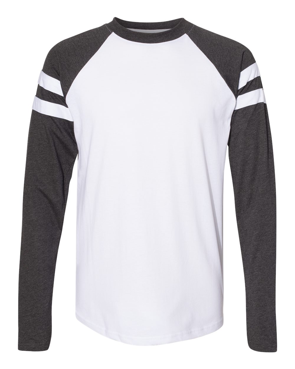 Unisex Fine Jersey Mash Up Long Sleeve Tee - Front - B96538002 - Blended White/ Vintage Smoke