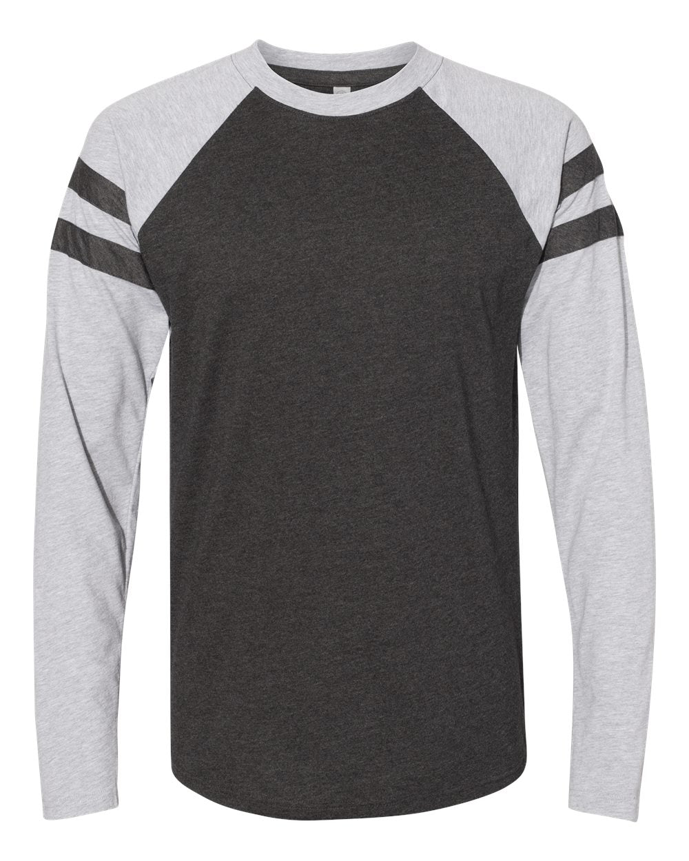 Unisex Fine Jersey Mash Up Long Sleeve Tee - Front - B96538562 - Vintage Smoke/ Vintage Heather