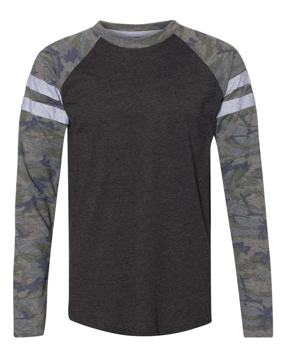Unisex Fine Jersey Mash Up Long Sleeve Tee - Front - B96538572 - Vintage Smoke/ Vintage Camo