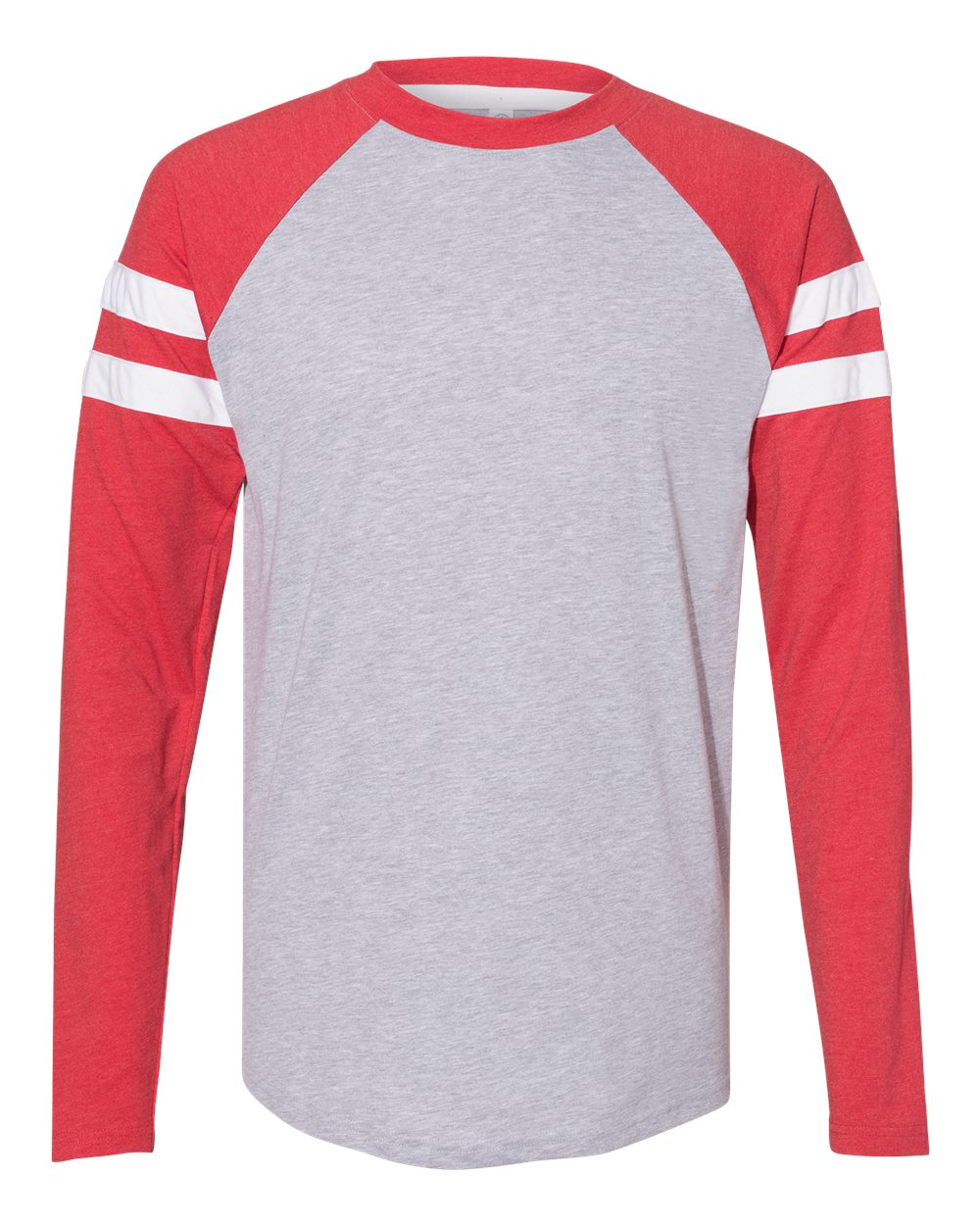 Unisex Fine Jersey Mash Up Long Sleeve Tee - Front - B96538592 - Vintage Heather/ Vintage Red