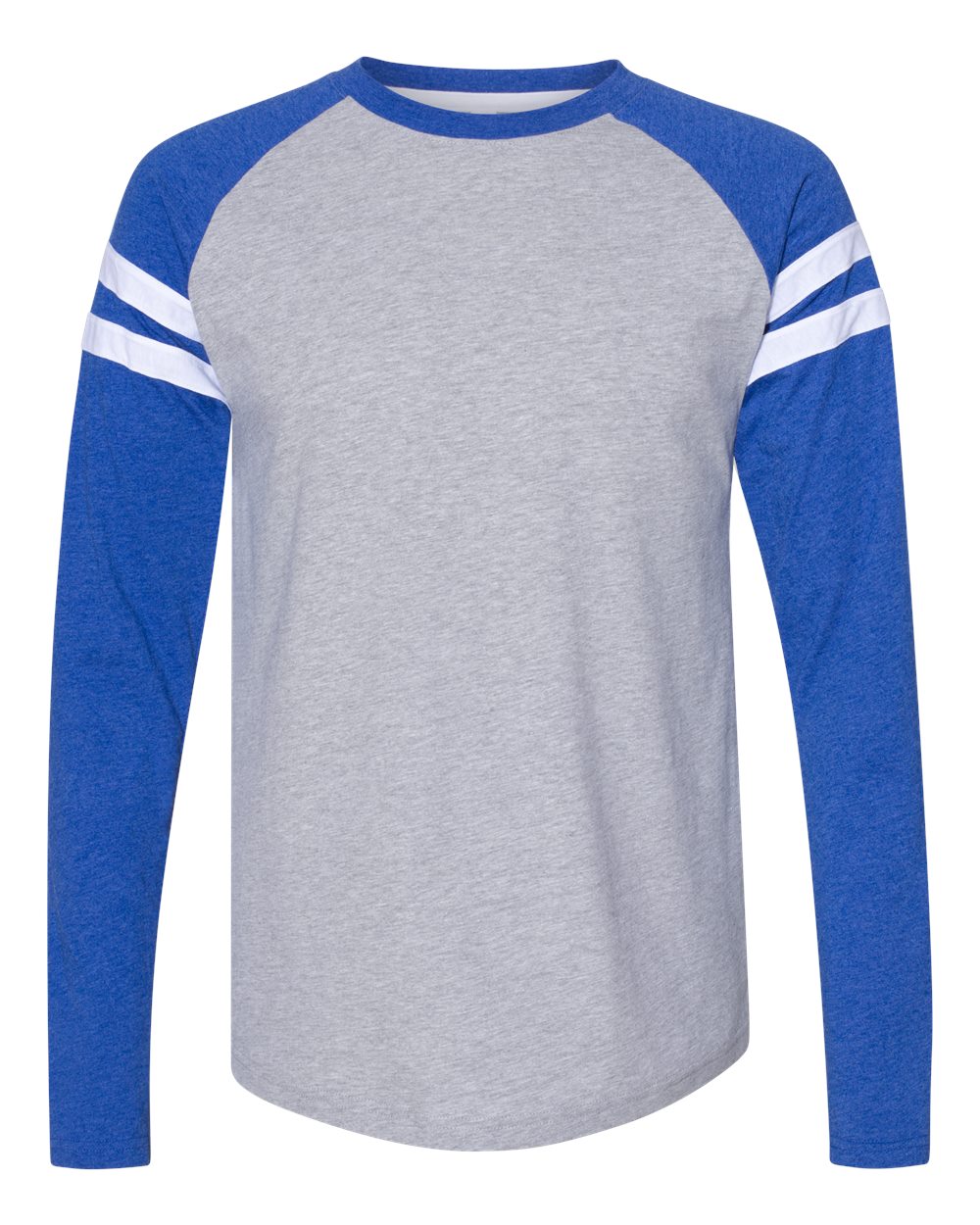 Unisex Fine Jersey Mash Up Long Sleeve Tee - Front - B96538603 - Vintage Heather/ Vintage Royal
