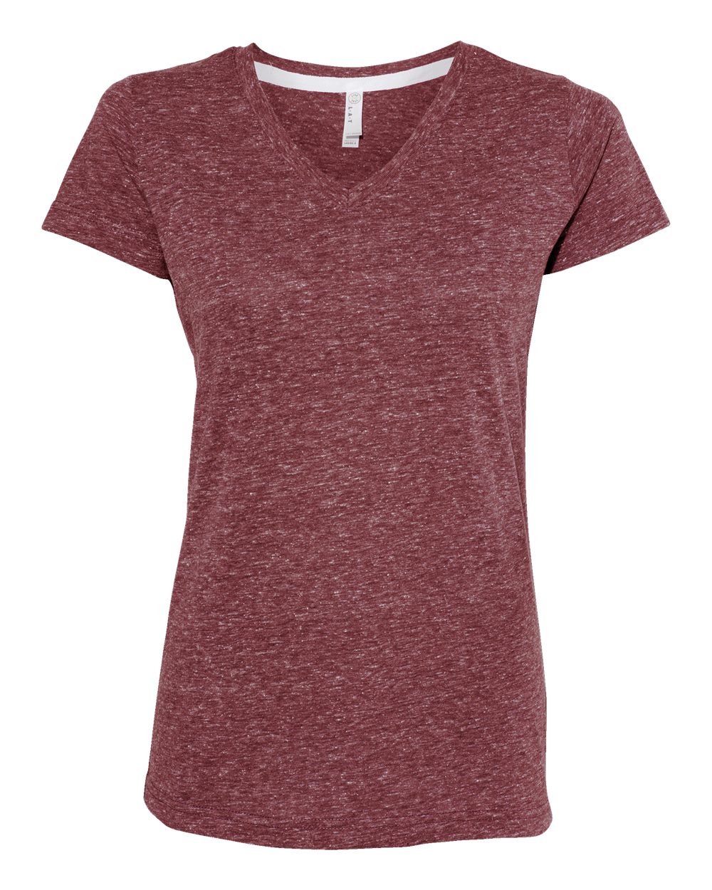 Women's Harborside Mélange V-Neck Tee - Front - B01838533 - Burgundy Melange