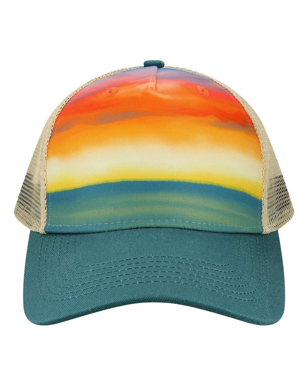 Trucker Cap - Front - B35895120 - Watercolor Sunset/ Teal