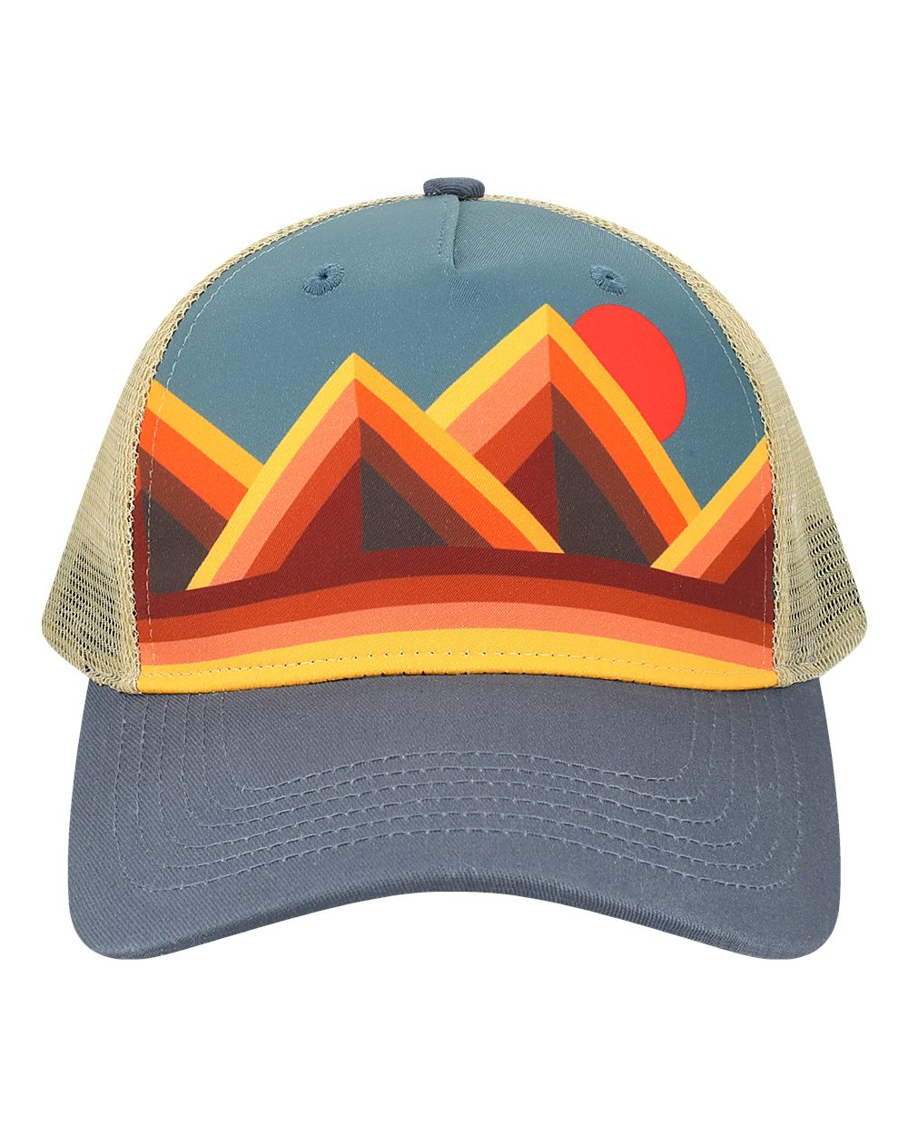 Trucker Cap - Front - B35895530 - Mountain Contours Maroon/ Slate