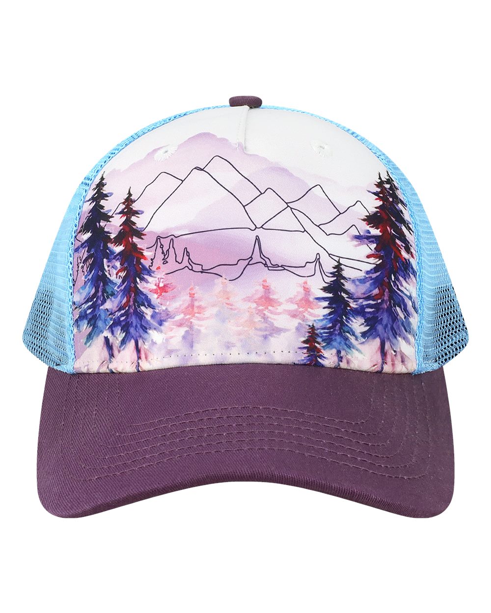 Trucker Cap - Front - B35895670 - Explorer White/ Plum