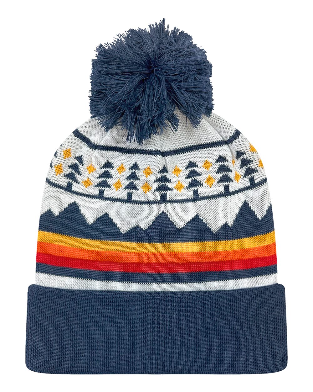 Grand Recycled Beanie - Front - B36295110 - Trees & Peaks/ Navy