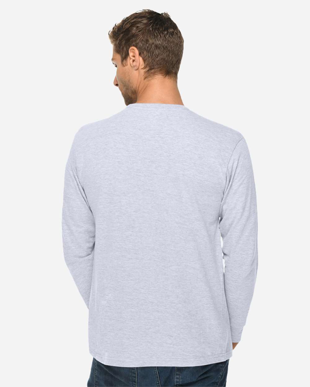Heavyweight Long Sleeve T-Shirt - OnModelBack - B493C9092 - Heather Grey