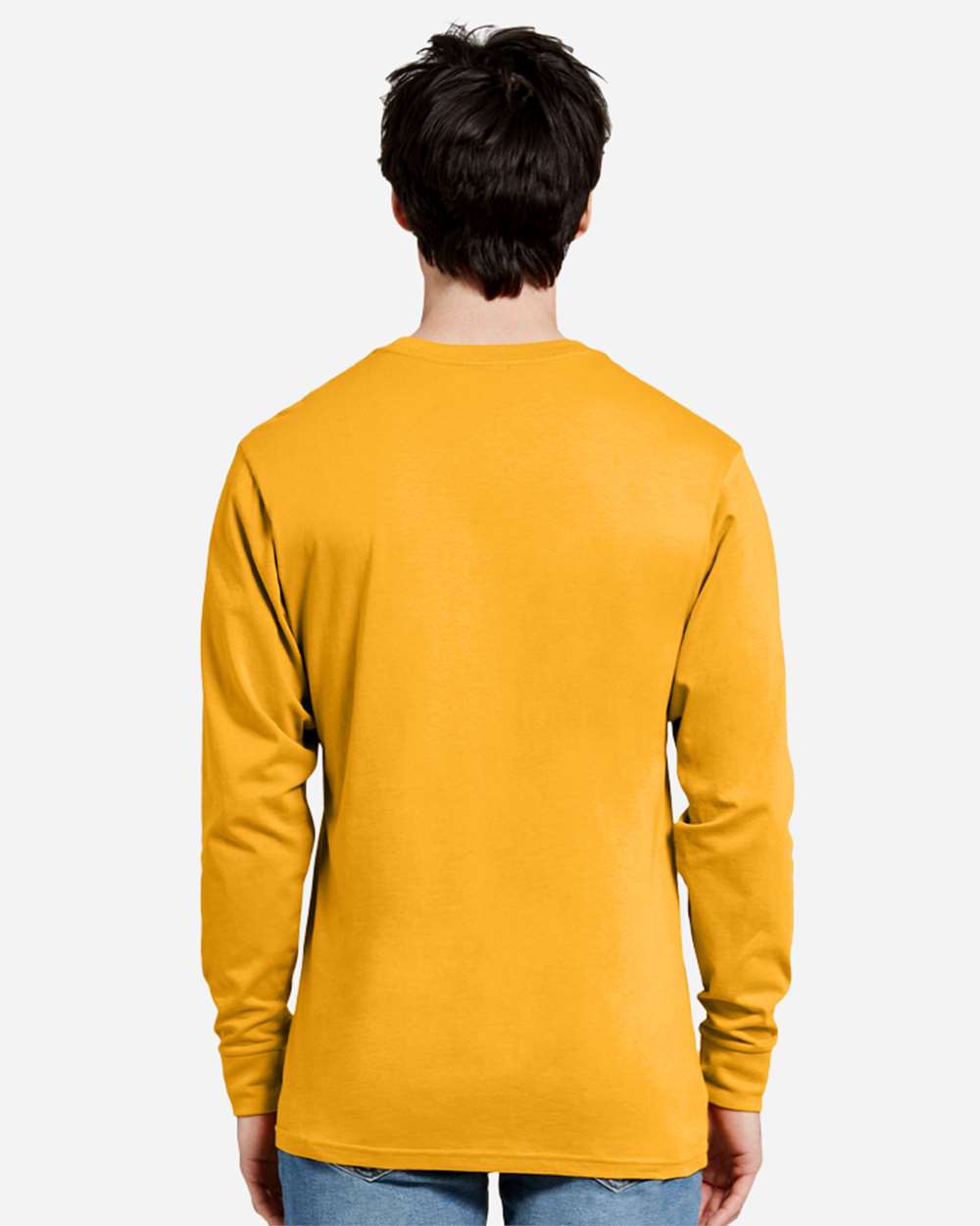 Heavyweight Long Sleeve T-Shirt - OnModelBack - B493C9122 - Mustard