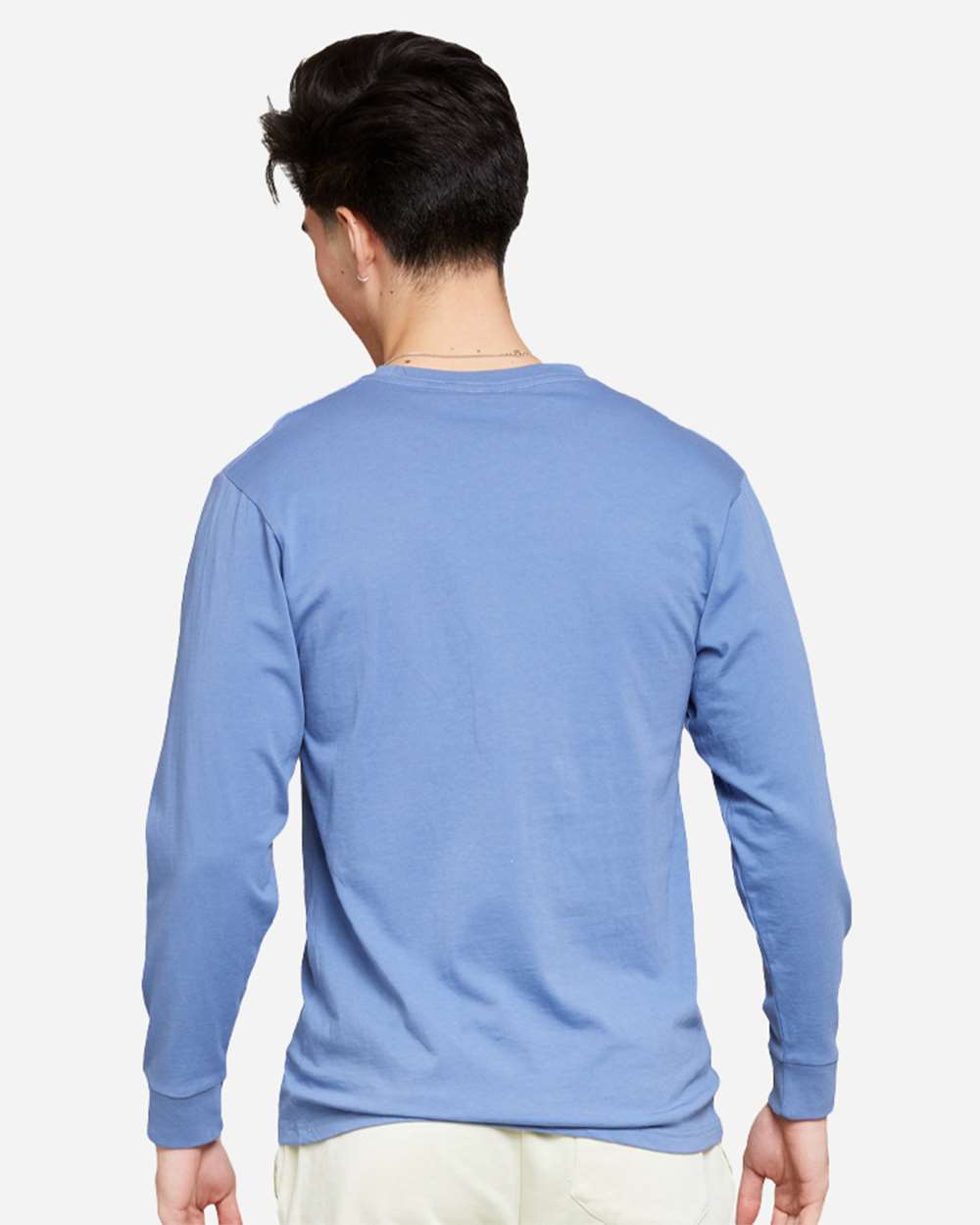 Heavyweight Long Sleeve T-Shirt - OnModelBack - B493C9252 - Colony Blue