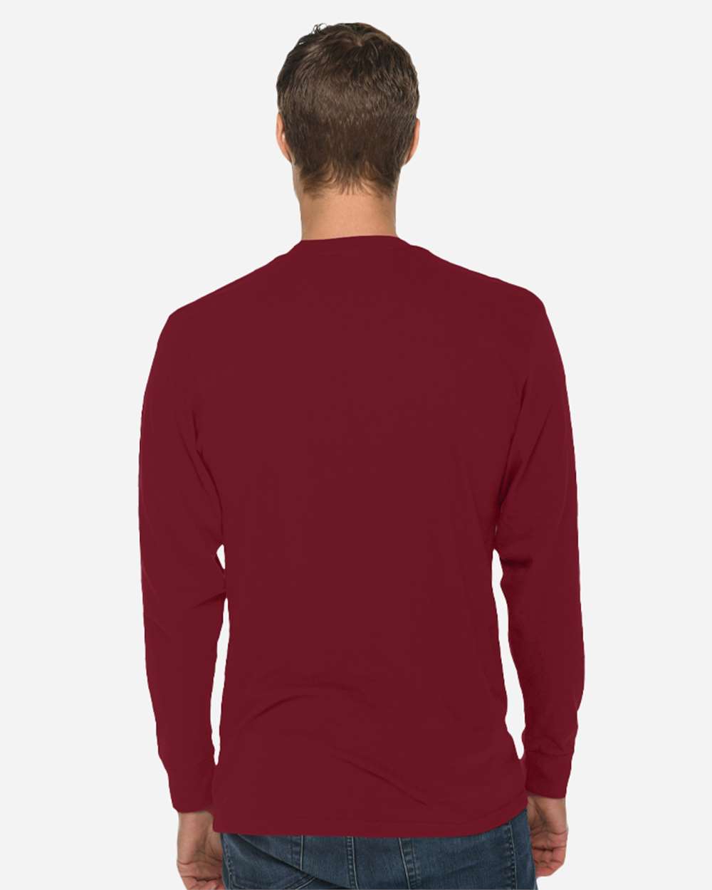 Heavyweight Long Sleeve T-Shirt - OnModelBack - B493C9532 - Burgundy