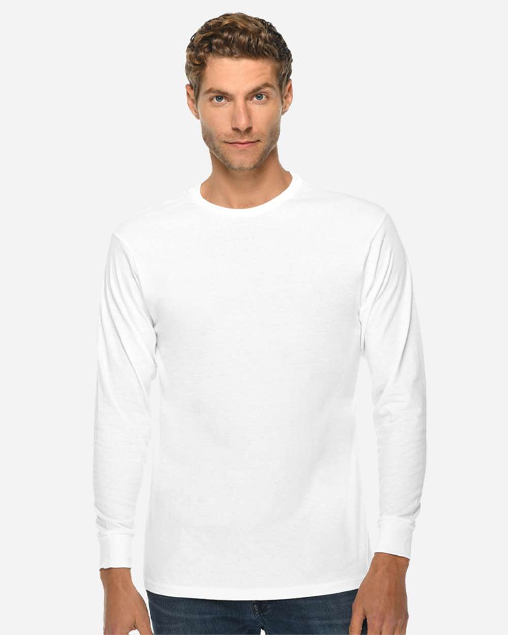 Heavyweight Long Sleeve T-Shirt - OnModelFront - B493C9002 - White