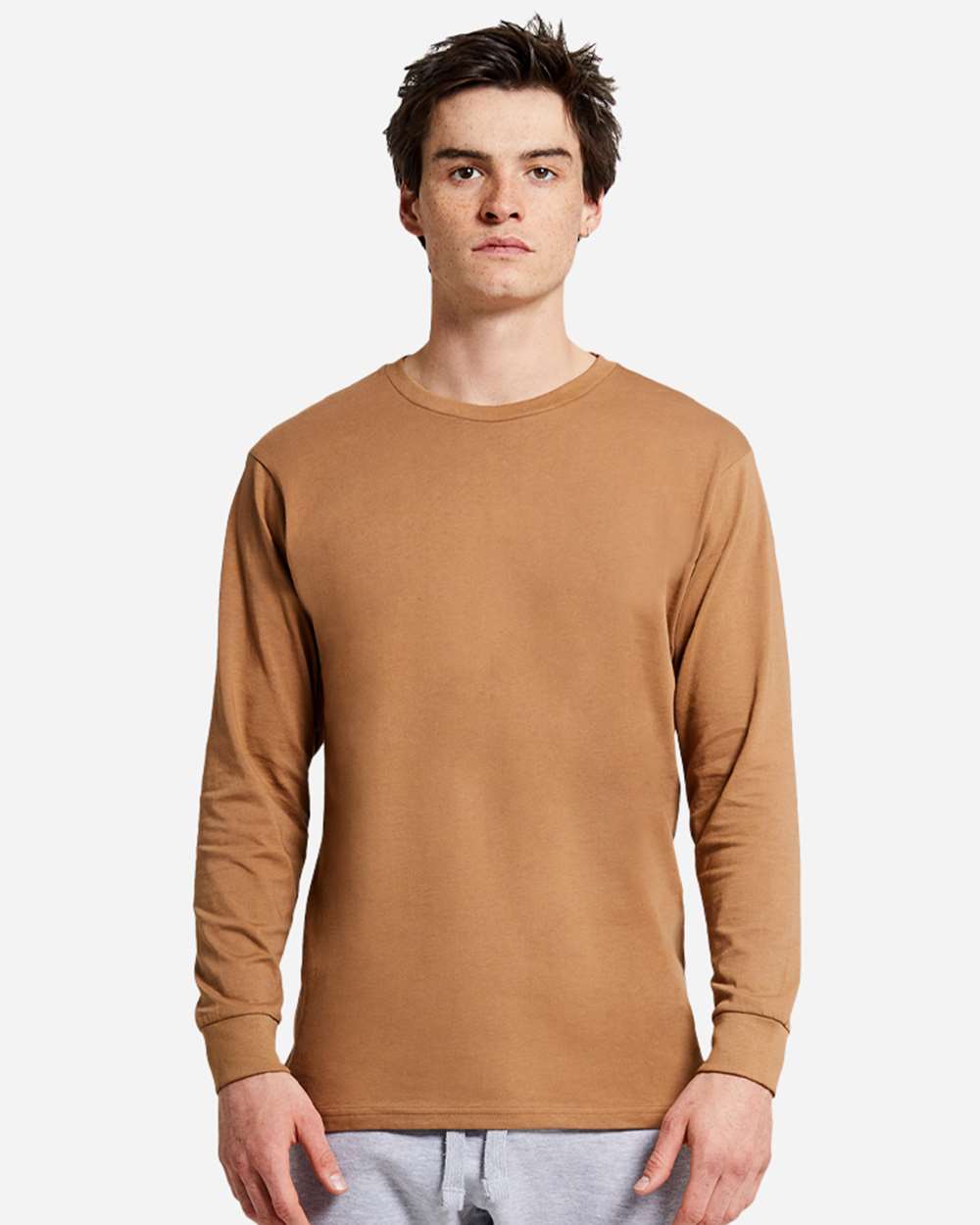 Heavyweight Long Sleeve T-Shirt - OnModelFront - B493C9052 - Toasted Coconut