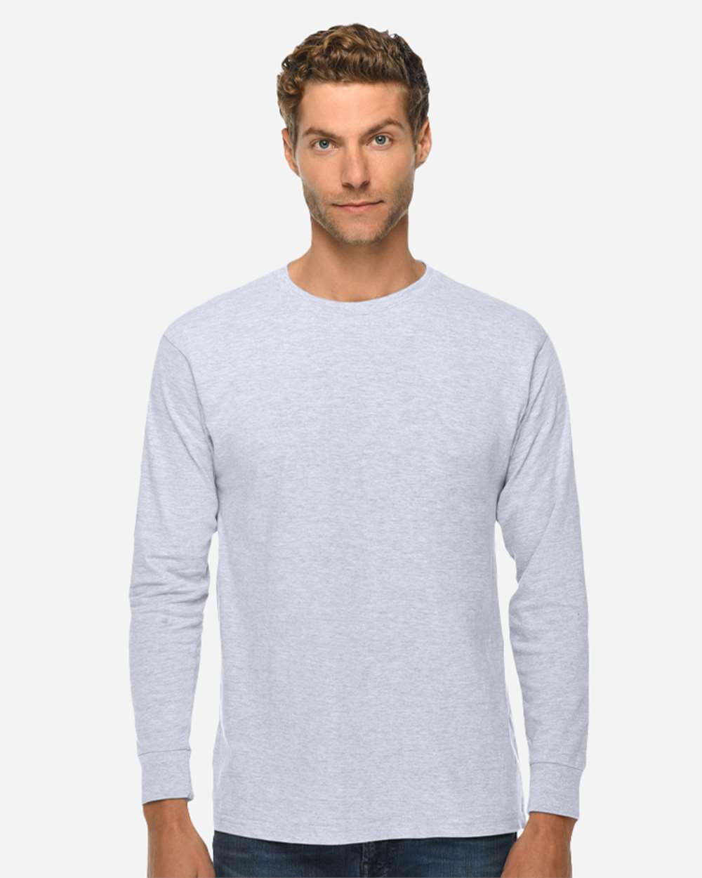 Heavyweight Long Sleeve T-Shirt - OnModelFront - B493C9092 - Heather Grey