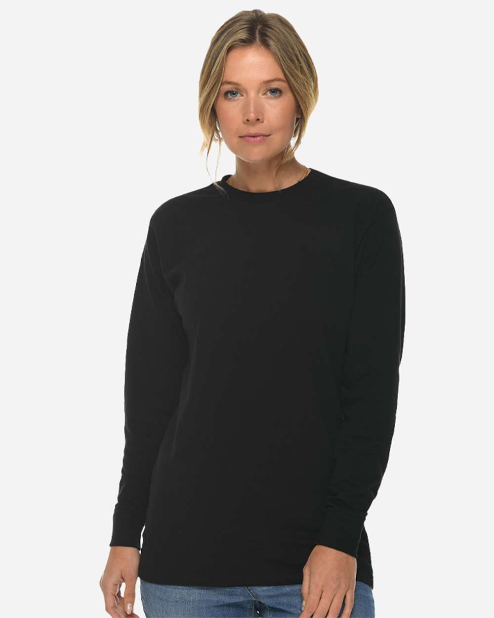 Heavyweight Long Sleeve T-Shirt - OnModelFront - B493C9502 - Black