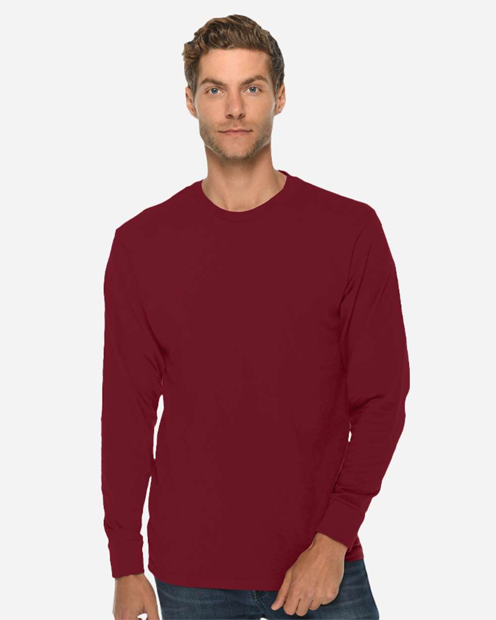Heavyweight Long Sleeve T-Shirt - OnModelFront - B493C9532 - Burgundy