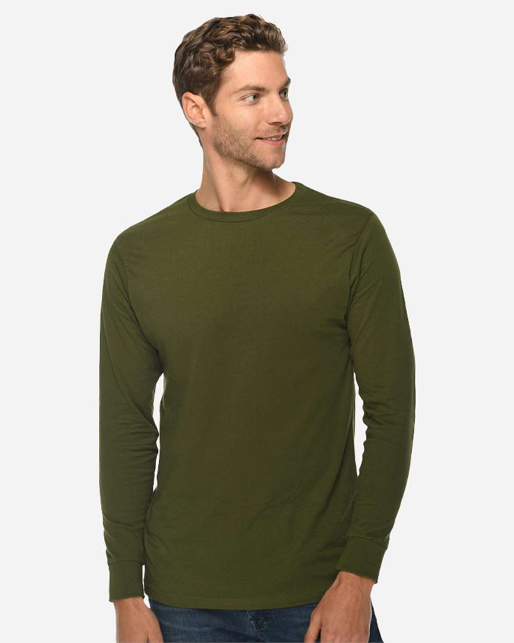 Heavyweight Long Sleeve T-Shirt - OnModelFront - B493C9542 - Army Green