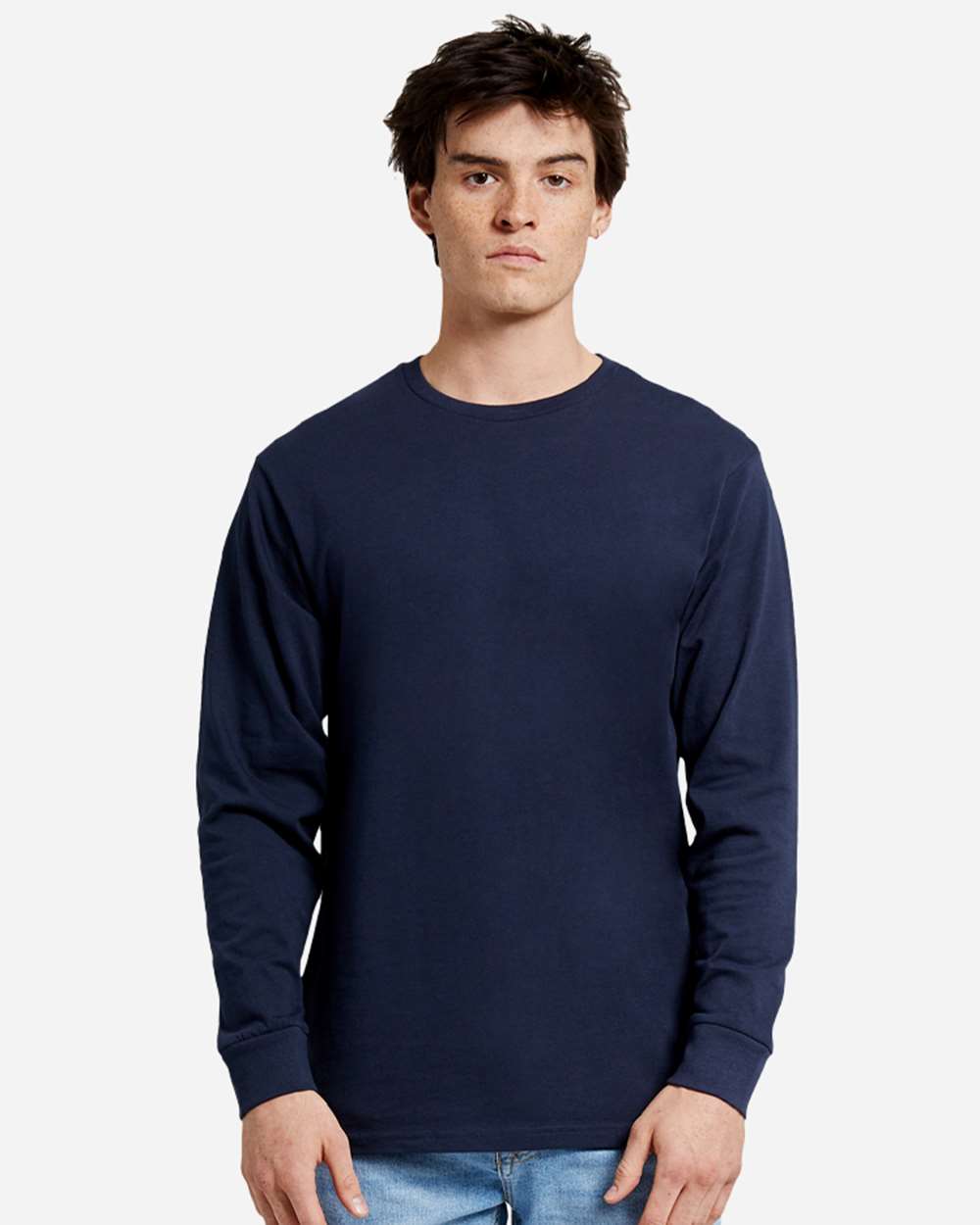 Heavyweight Long Sleeve T-Shirt - OnModelFront - B493C9652 - Navy
