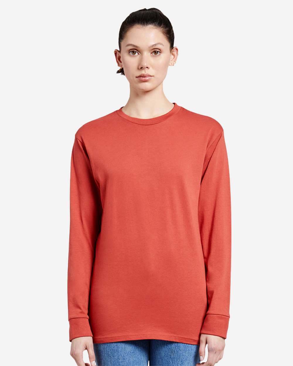 Heavyweight Long Sleeve T-Shirt - OnModelFront - B493C9663 - Paprika