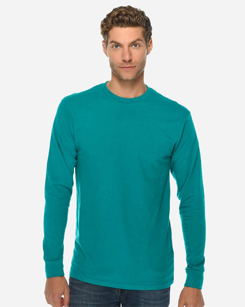 Heavyweight Long Sleeve T-Shirt - OnModelFront - B493C9723 - Teal