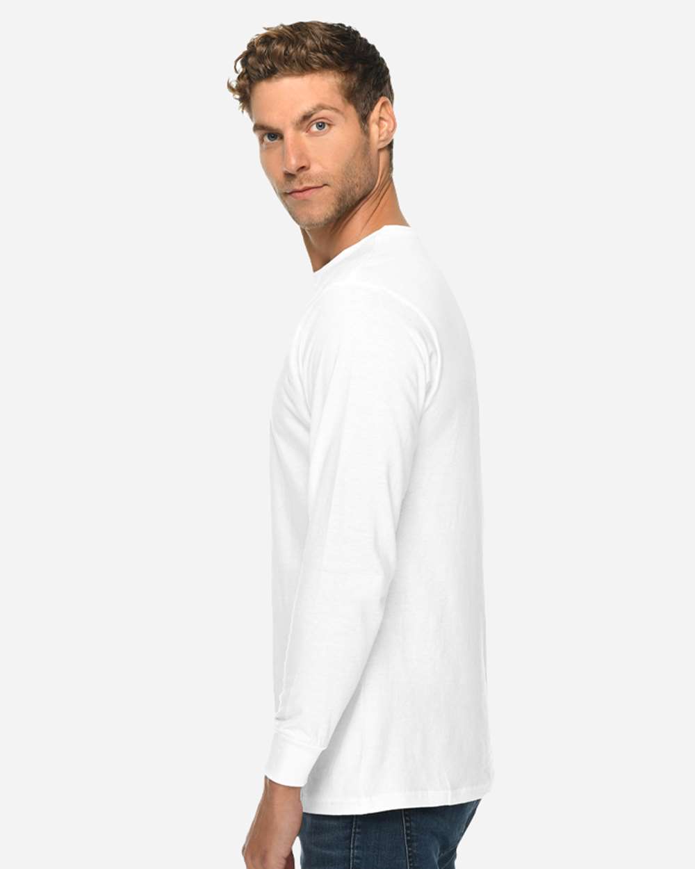 Heavyweight Long Sleeve T-Shirt - OnModelSide - B493C9002 - White