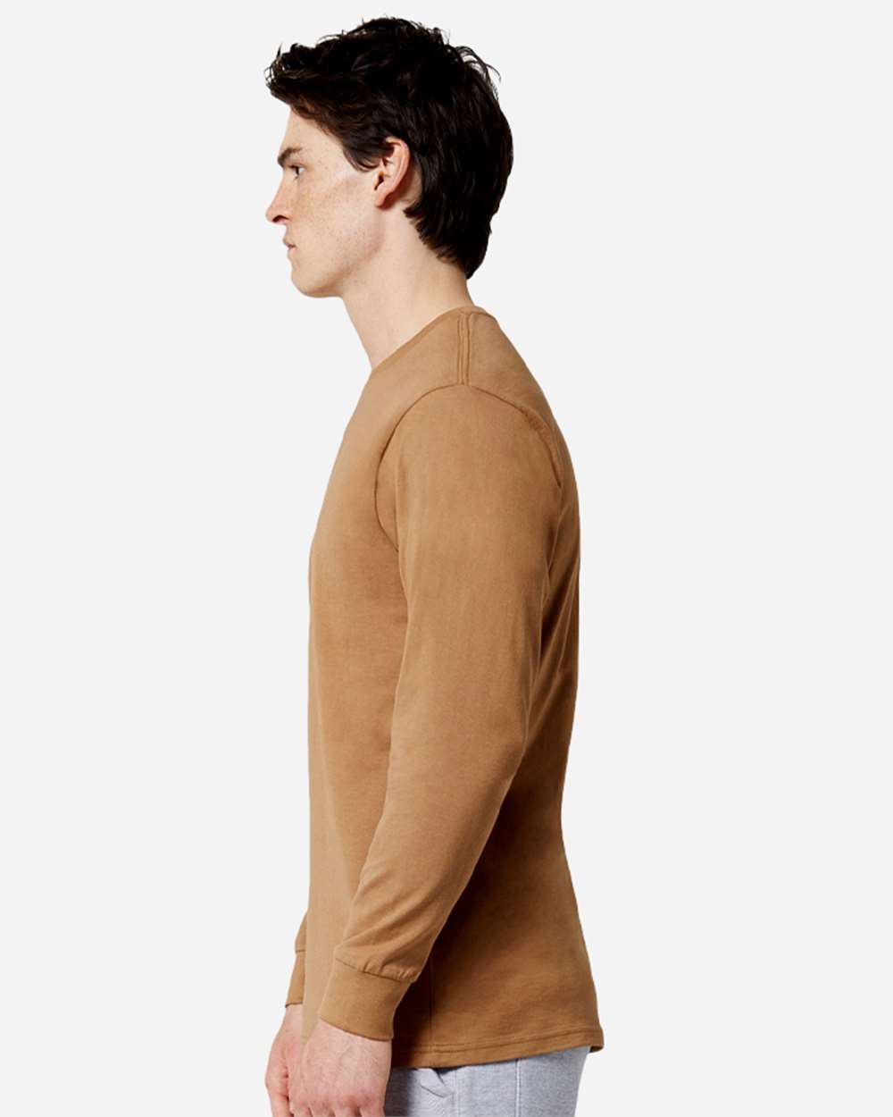 Heavyweight Long Sleeve T-Shirt - OnModelSide - B493C9052 - Toasted Coconut