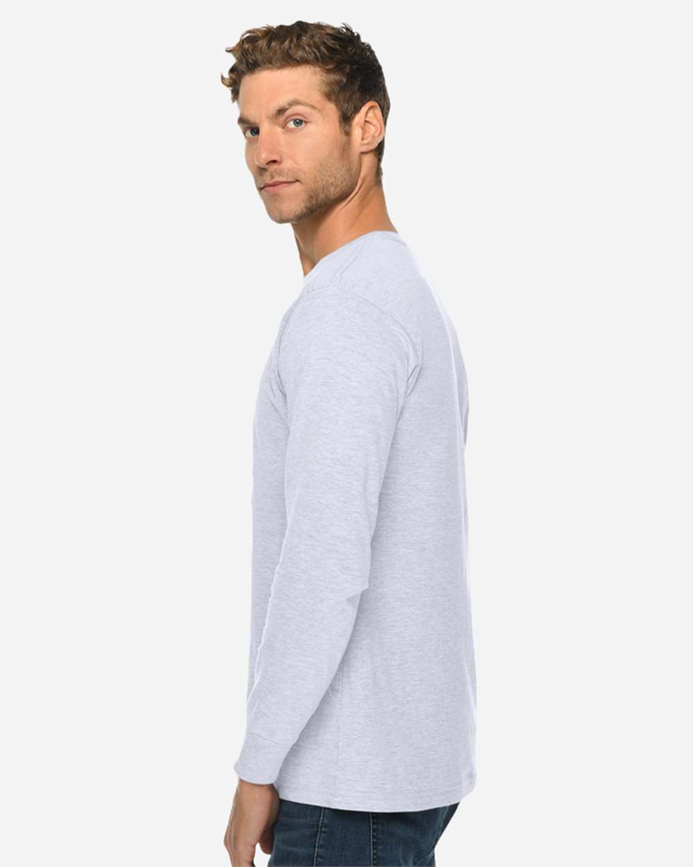 Heavyweight Long Sleeve T-Shirt - OnModelSide - B493C9092 - Heather Grey