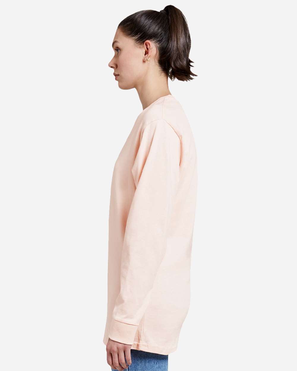 Heavyweight Long Sleeve T-Shirt - OnModelSide - B493C9302 - Pale Pink