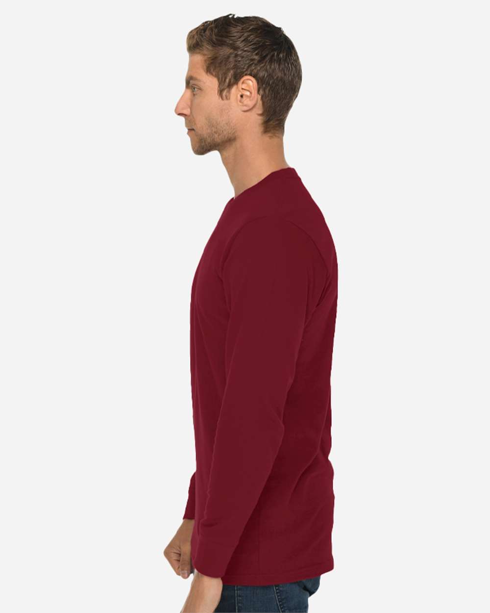 Heavyweight Long Sleeve T-Shirt - OnModelSide - B493C9532 - Burgundy