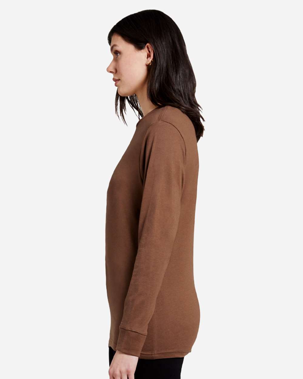 Heavyweight Long Sleeve T-Shirt - OnModelSide - B493C9602 - Chestnut