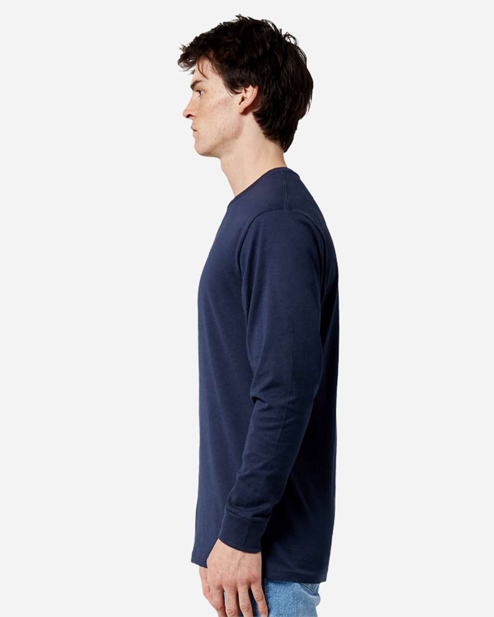 Heavyweight Long Sleeve T-Shirt - OnModelSide - B493C9652 - Navy