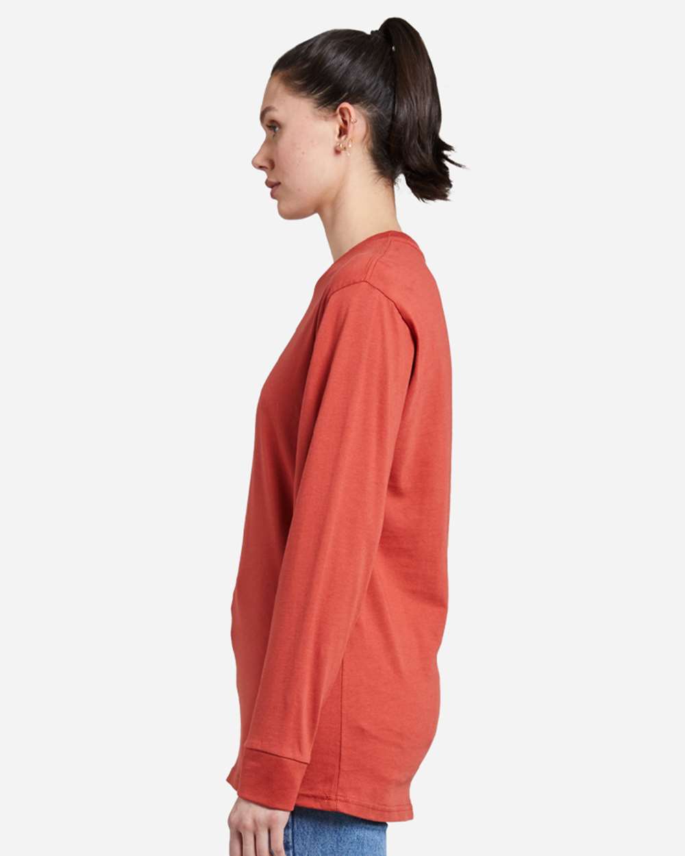 Heavyweight Long Sleeve T-Shirt - OnModelSide - B493C9663 - Paprika