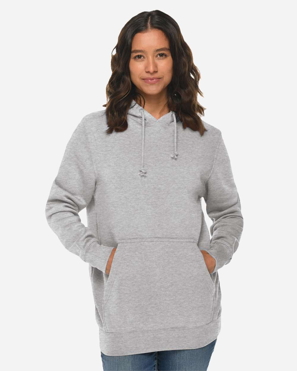 Unisex Heavyweight Pullover Hooded Sweatshirt - OnModelFront - B500C9092 - Heather Grey