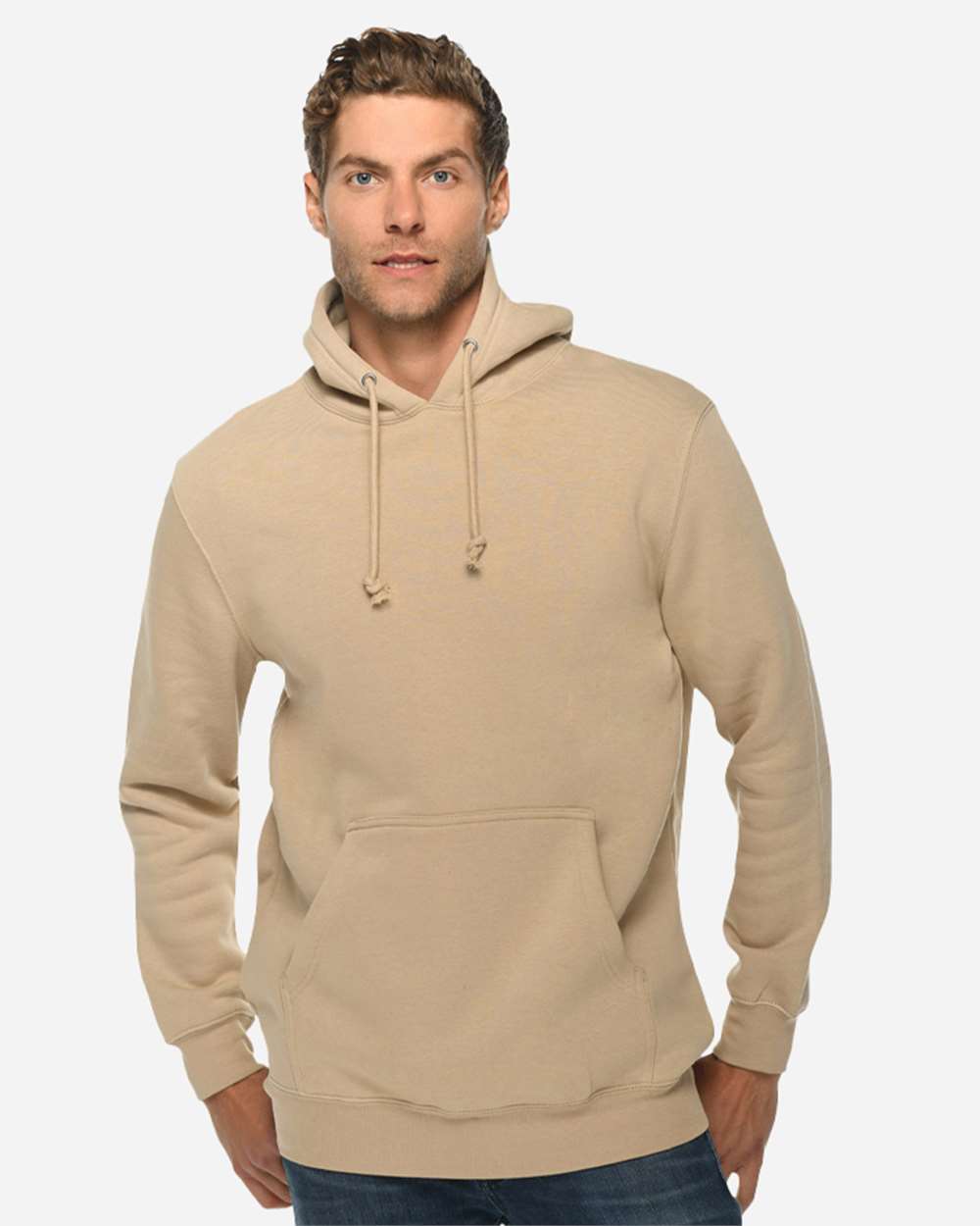 Unisex Heavyweight Pullover Hooded Sweatshirt - OnModelFront - B500C9102 - Mushroom