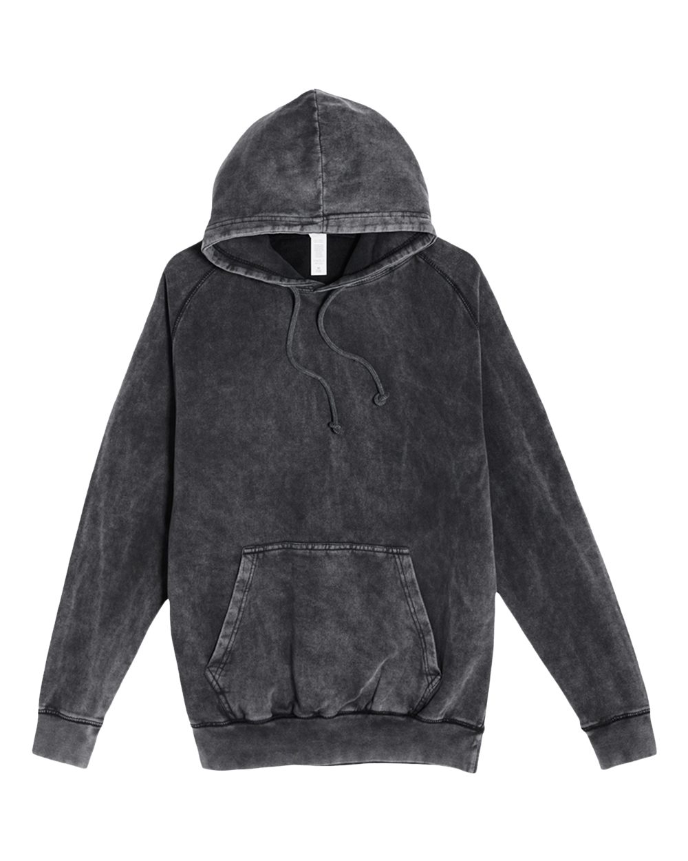 Unisex Vintage Raglan Hooded Sweatshirt - Front - B502C9102 - Vintage Black