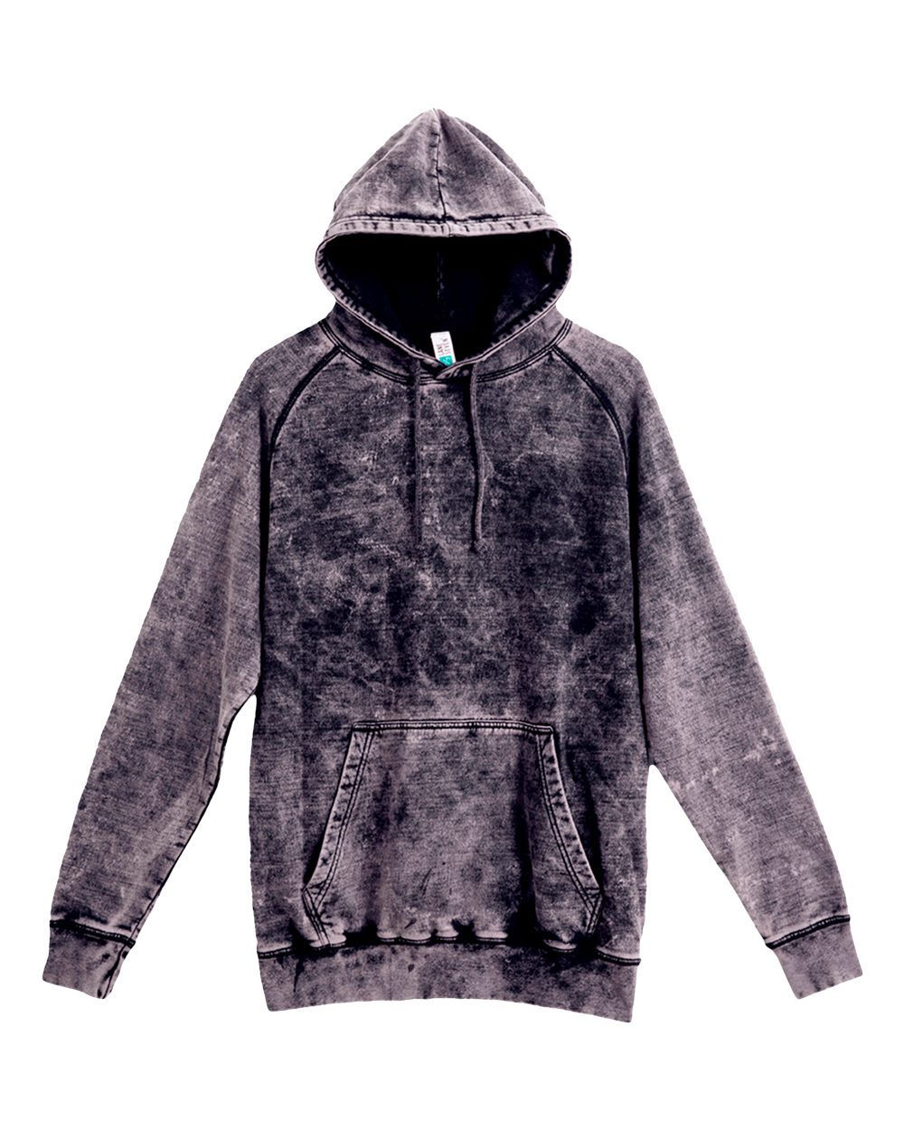 Unisex Vintage Raglan Hooded Sweatshirt - Front - B502C9502 - Cloud Black
