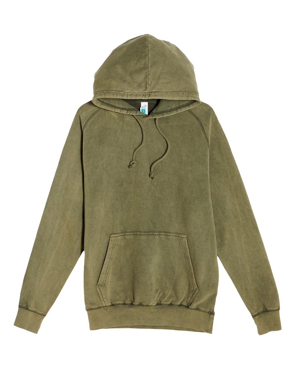 Unisex Vintage Raglan Hooded Sweatshirt - Front - B502C9542 - Vintage Olive
