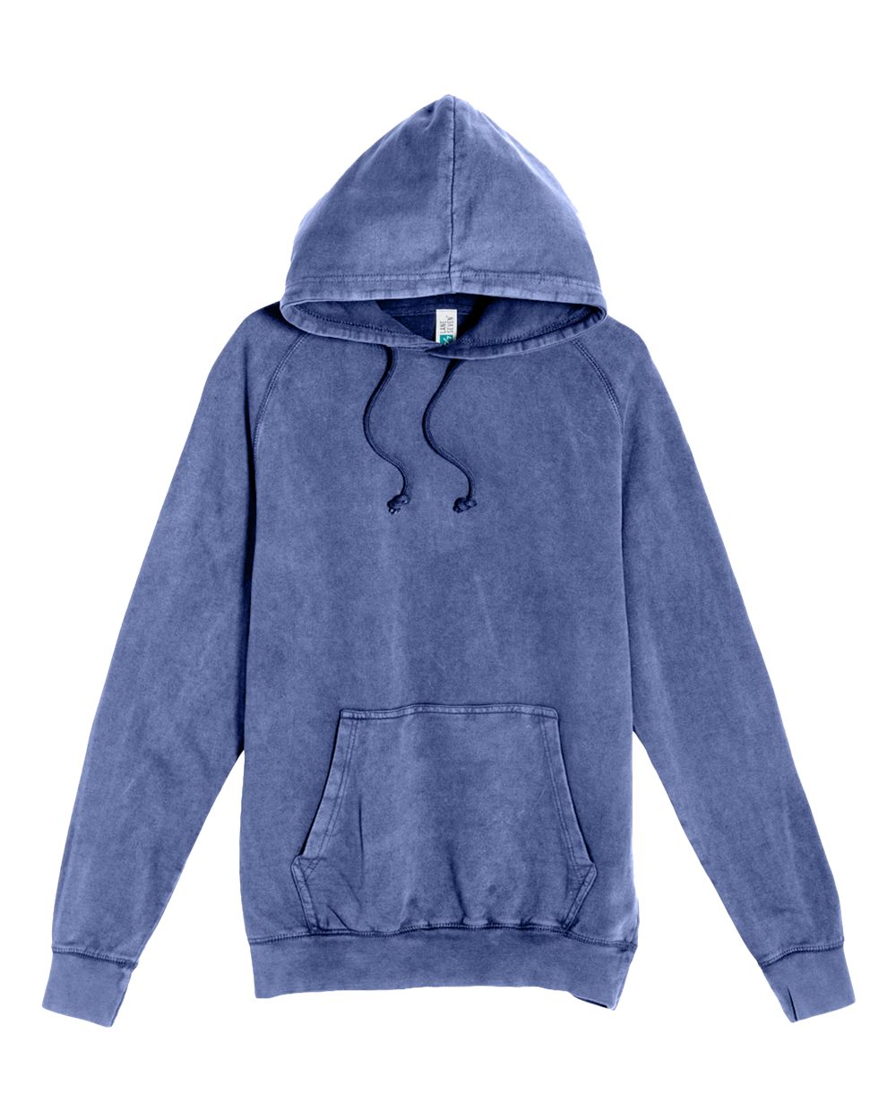 Unisex Vintage Raglan Hooded Sweatshirt - Front - B502C9652 - Vintage Denim