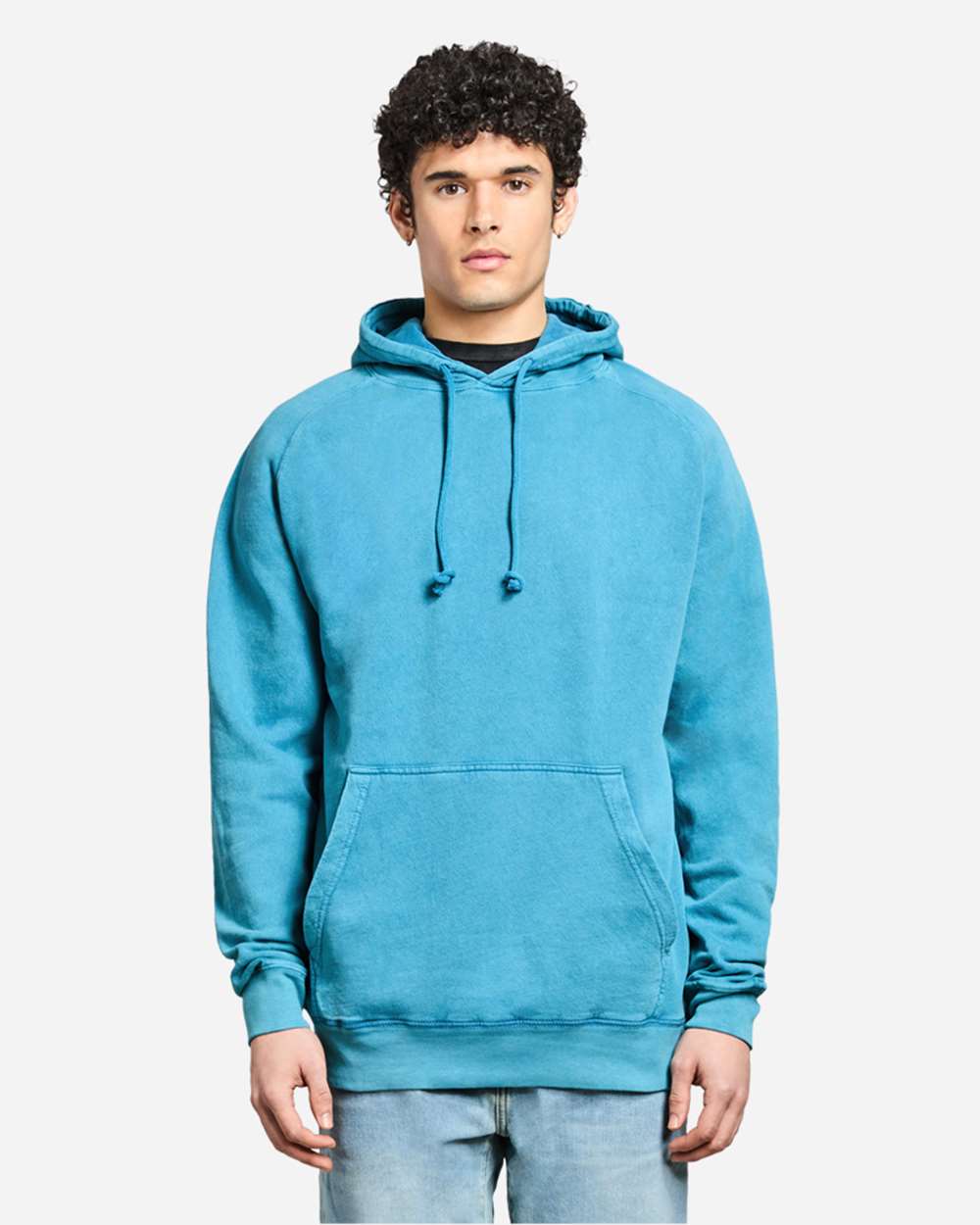 Unisex Vintage Raglan Hooded Sweatshirt - OnModelFront - B502C9252 - Vintage Lake
