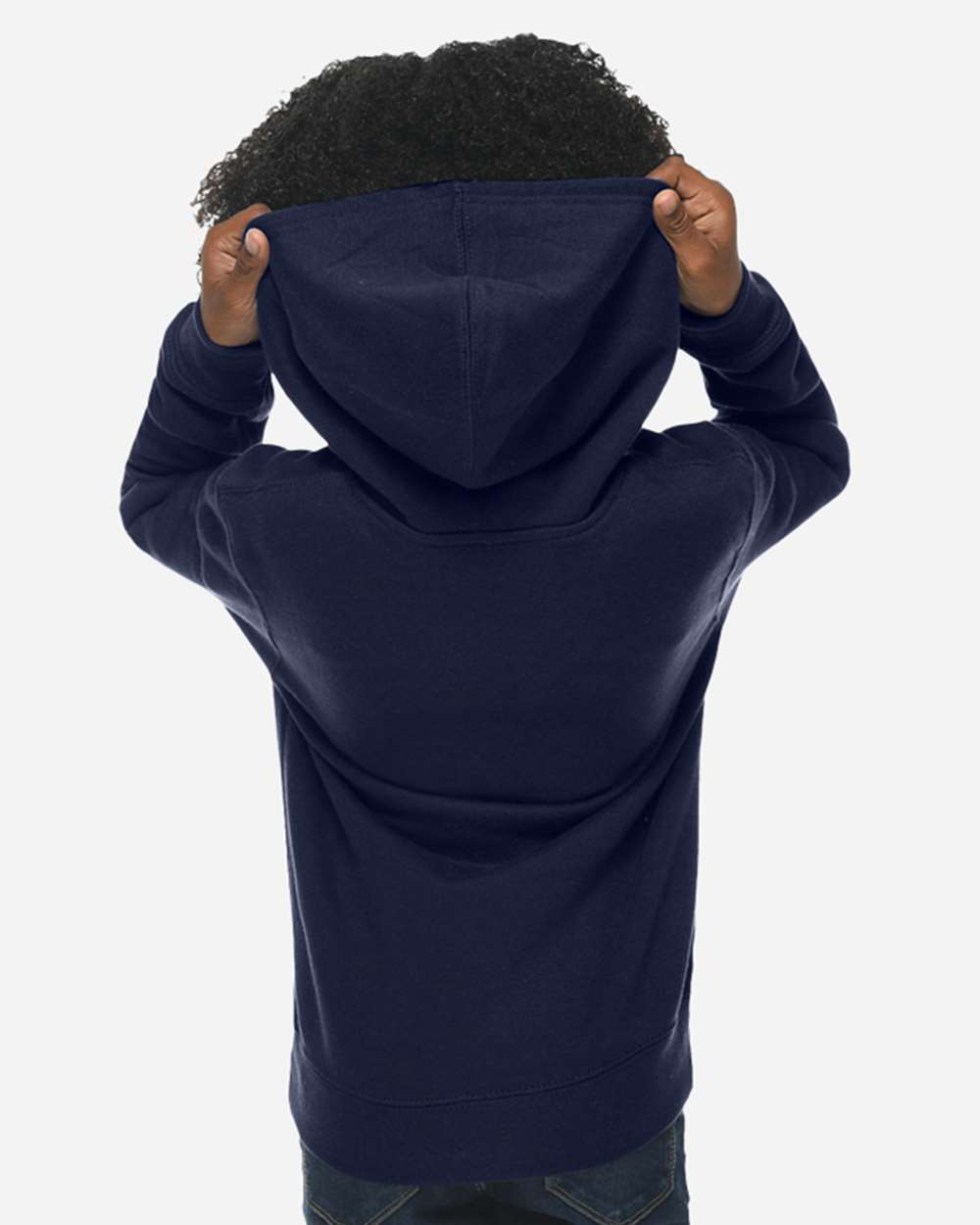 Youth Premium Pullover Hooded Sweatshirt - OnModelBack - B490C9652 - Navy