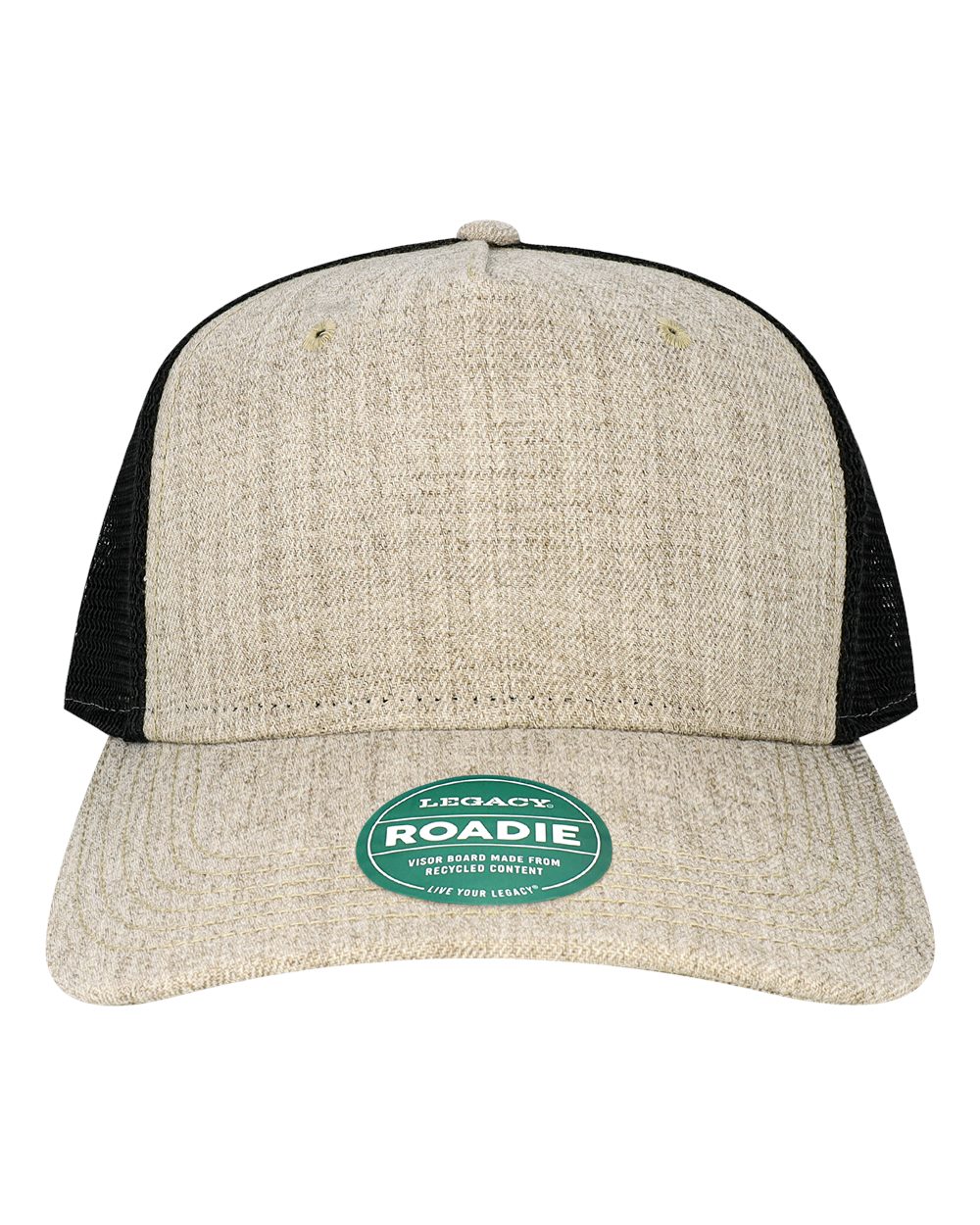 Five-Panel Trucker Cap - Front - B93795240 - Heather Tan/ Black