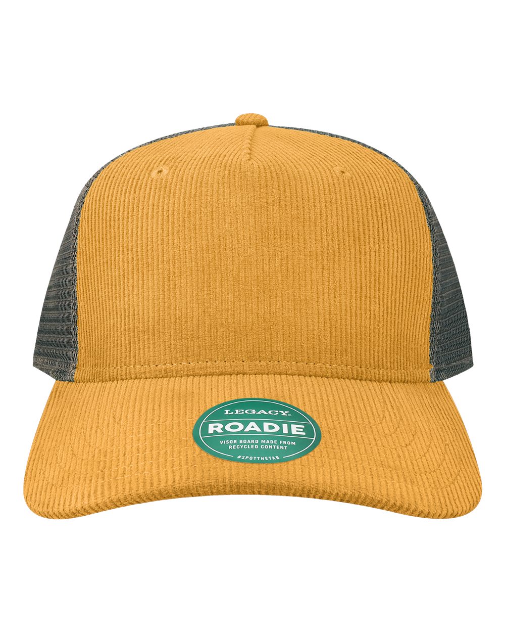 Five-Panel Trucker Cap - Front - B93795420 - Mustard Corduroy/ Dark Grey