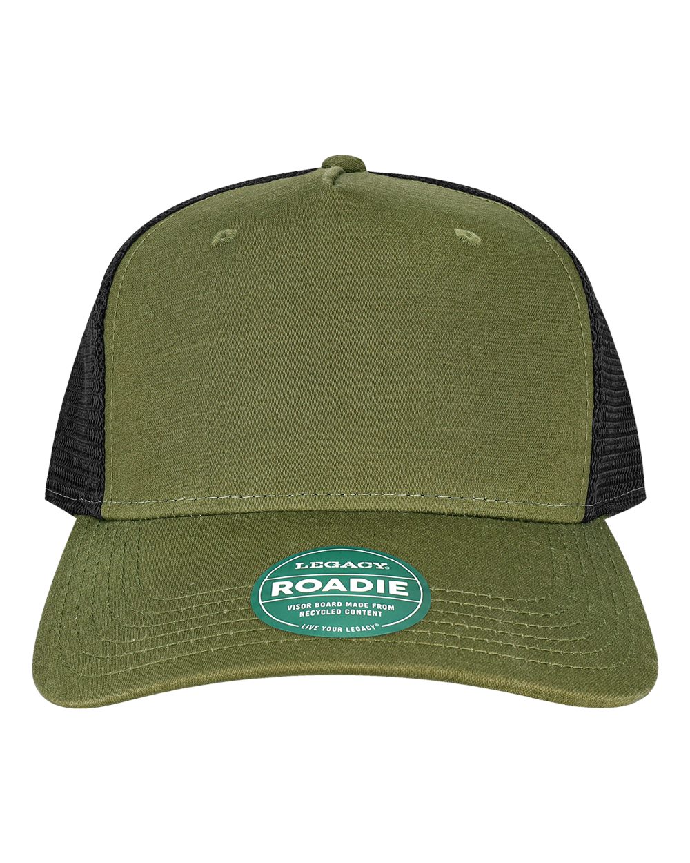 Five-Panel Trucker Cap - Front - B93795540 - Olive Slub/ Black