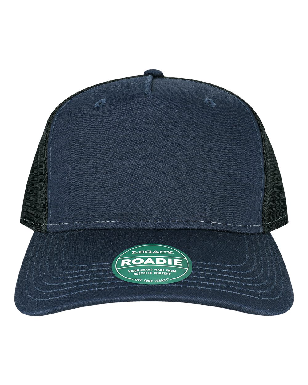 Five-Panel Trucker Cap - Front - B93795650 - Navy Slub/ Black