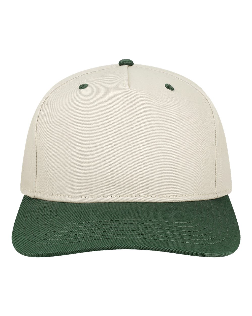 Heritage Twill Cap - Front - B39195110 - Stone/ Dark Green