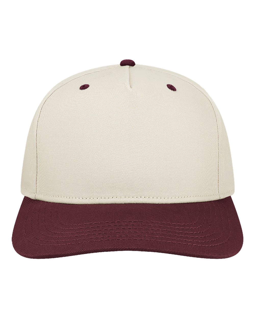 Heritage Twill Cap - Front - B39195120 - Stone/ Maroon