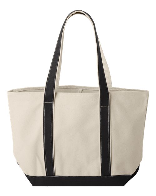 Windward Large Cotton Canvas Classic Resort Tote - Back - B72466500 - Natural/ Black