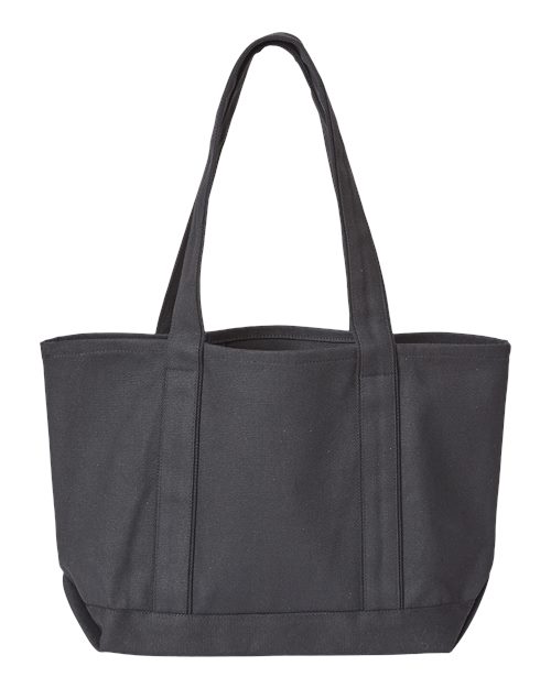 Windward Large Cotton Canvas Classic Resort Tote - Back - B72466510 - Black/ Black